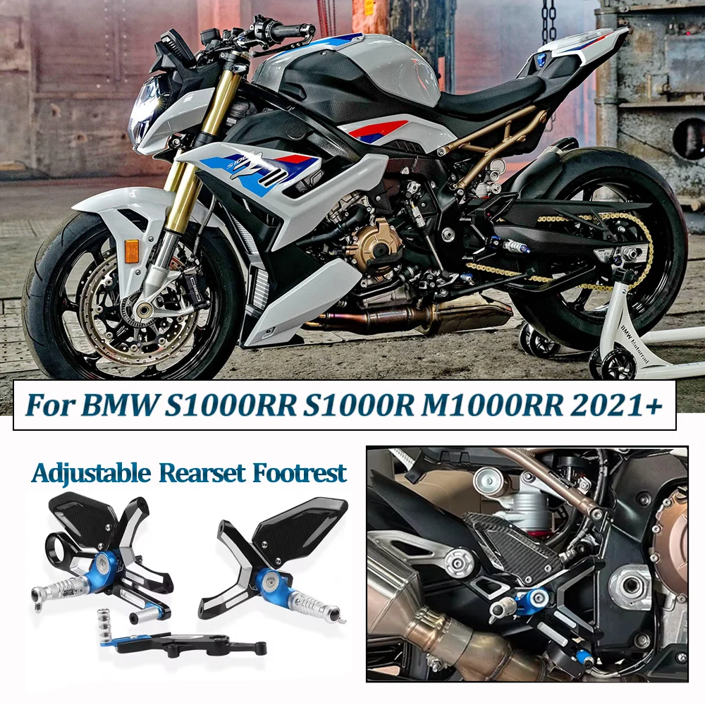 For BMW S1000RR S1000R M1000RR Motorcycle Adjustable Rearset Footrest Foot Rest CNC & Carbon Fiber Part 2019 2020 2021 2022 2023