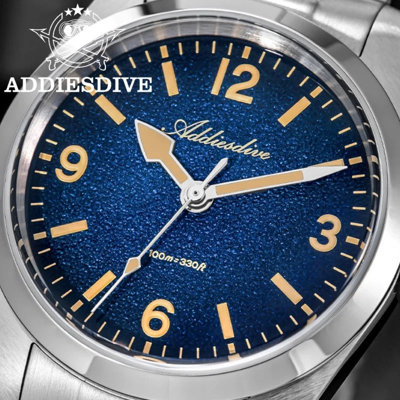 ADDIESDIVE 100M Waterproof reloj hombre AD2544 Men Watch C3 Super Luminous Sapphire Glass 316L Stainless Steel Quartz Watch