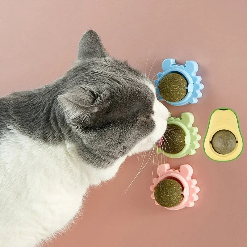 Natural Pet Catnip Cat Wall Stick-on Ball Toy Treats Healthy Natural Removes Hair Balls To Promote Digestion Cat Grass Snack Pet