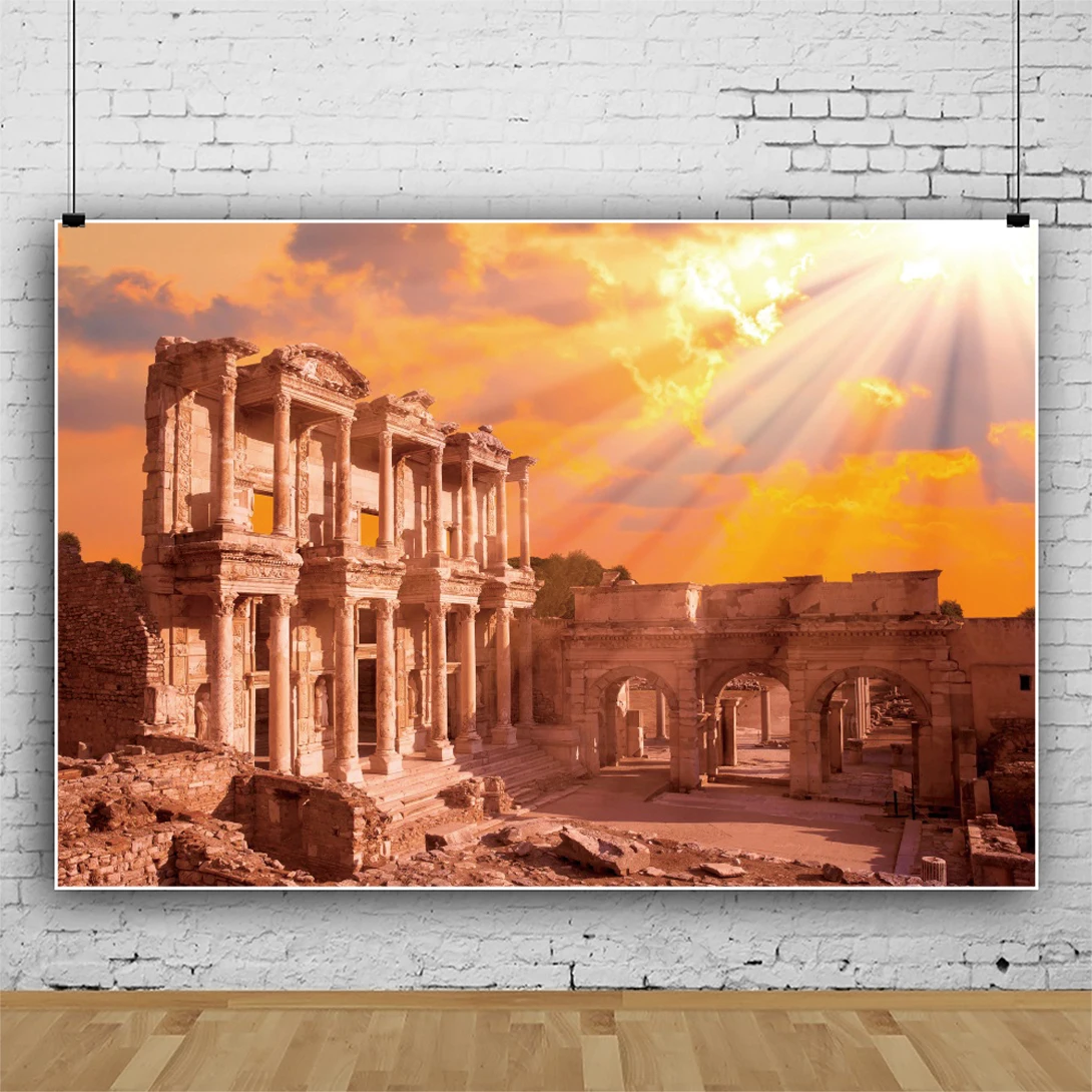 Ancient Roman Architecture Photography Background Medieval Nature Landscape Vintage Video Backdrop Image Poster Photo Booth Prop