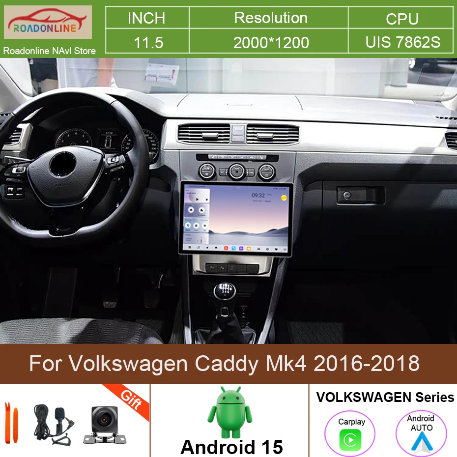 

11.5" Android 15 Car Radio For Volkswagen Caddy Mk4 2016-2018 Head Unit Carplay Radio Navigation Multimedia Screen Carplay GPS