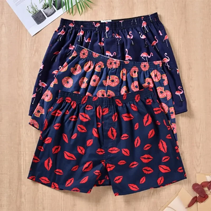

3Pcs Boxerpure Cotton Men Underwear Boxers Shorts Casual Sleep Underpants High Quality Printed Loose Comfortable Homewear Panty