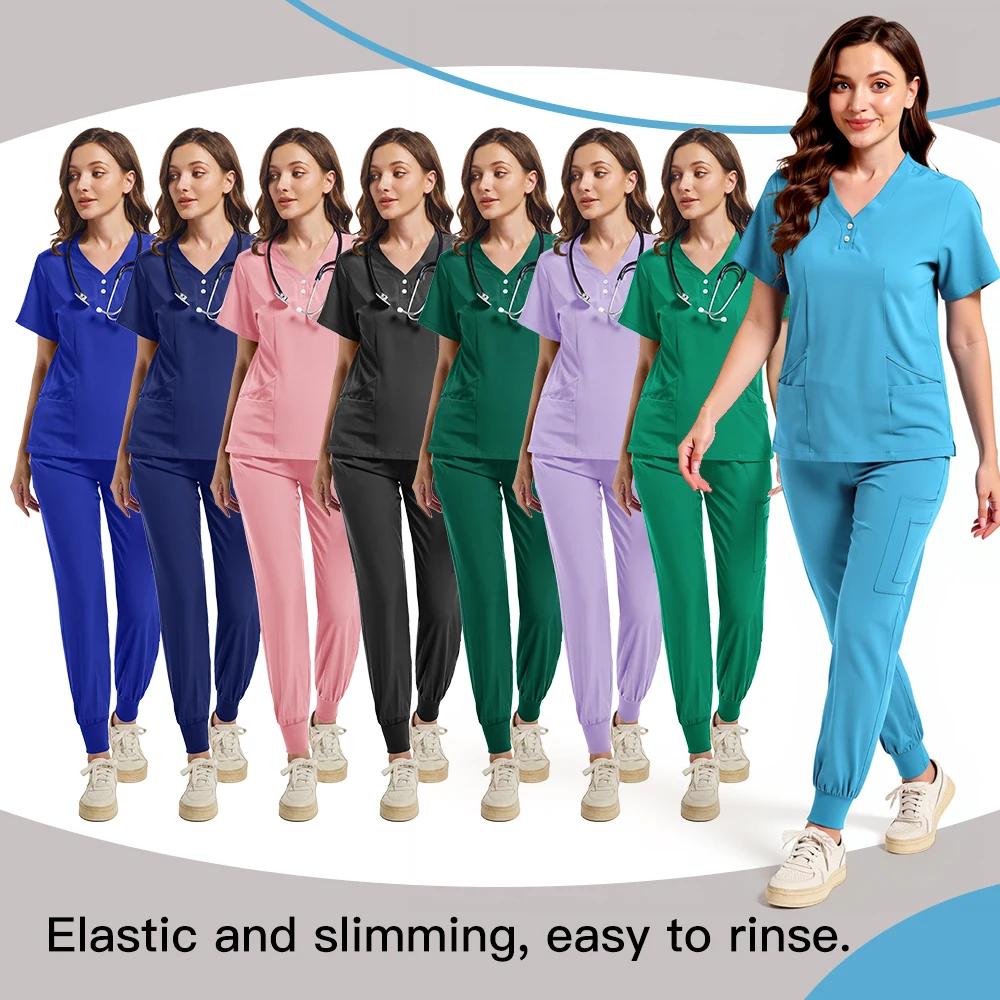 Hospital Uniform Jogger Pants Washable Soft Hot Sale Pet Vet Nurse Scrub Set Women Medical Scrubs Sets Women Medical Accessories