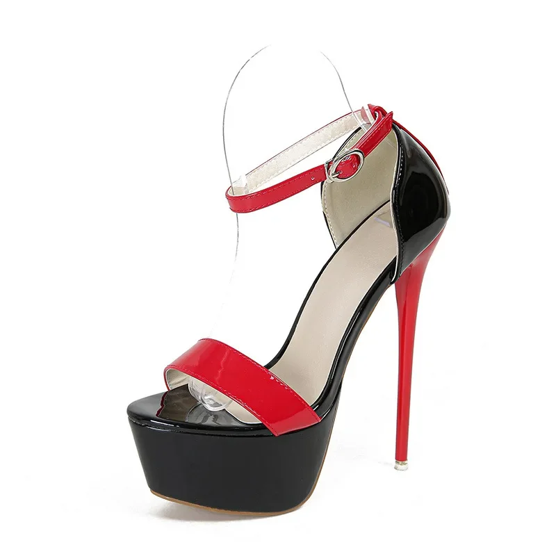 صنادل عالية الكعب مثيرة مع حزام منصة مقاومة للماء قابلة للتحويل سحب نموذج سيارة أحذية نسائية كبيرة الحجم الكعب العالي السماء