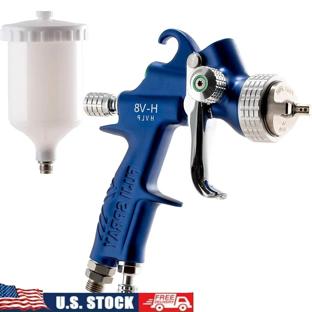 

HVLP Spray Gun 6863G-H-V8-N 600cc Nylon Cup 4mm Air Cap 14.7cfm Side-Mounted Fan Pattern Control Spray Finishing Tool