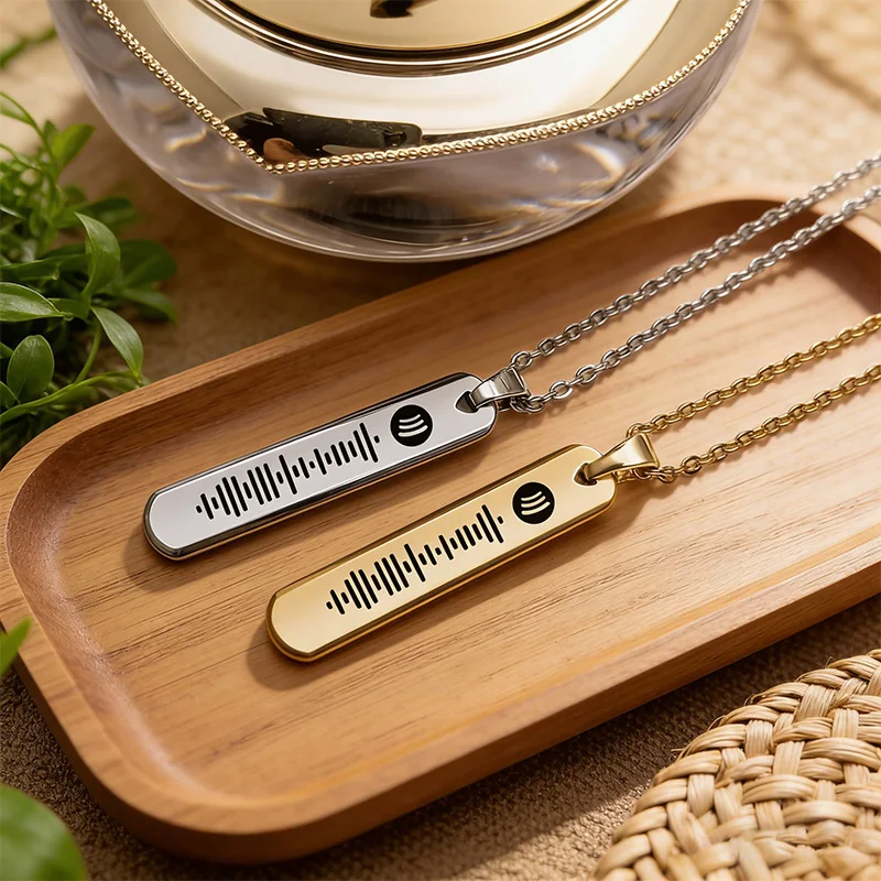 

Cutecore Custom Spotify Code Scannable Necklace Woman Man Couples Music Code DIY Personalized Pendant Stainless Steel Necklace