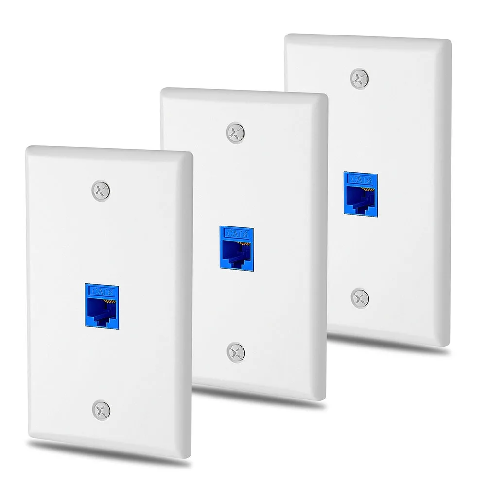 

1Pack Cat6 Ethernet Wall Plate RJ45 Female-Female Keystone Jack Cat6/5e Compatible Flame Retardant Home Office DIY Wiring Panels