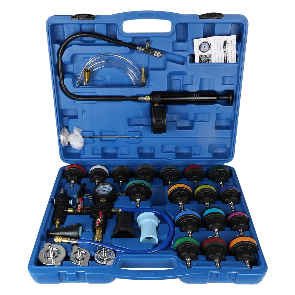 Podofo 28Pcs Universal Radiator Pressure Tester Set Vacuum Type Cooling System Tester Water Tank Leak Detection Detector Tool