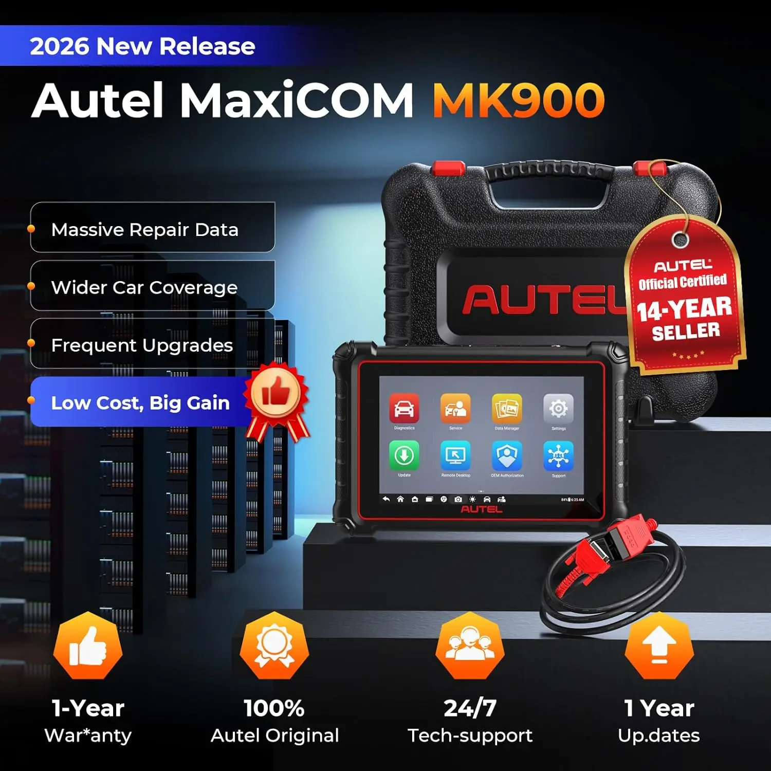 Autel Scanner MaxiCOM MK900 MX900 Bidirectional Diagnostic Tool as MK900BT Pro CAN-FD&DOIP Automotive Diagnostic Scanner FCA