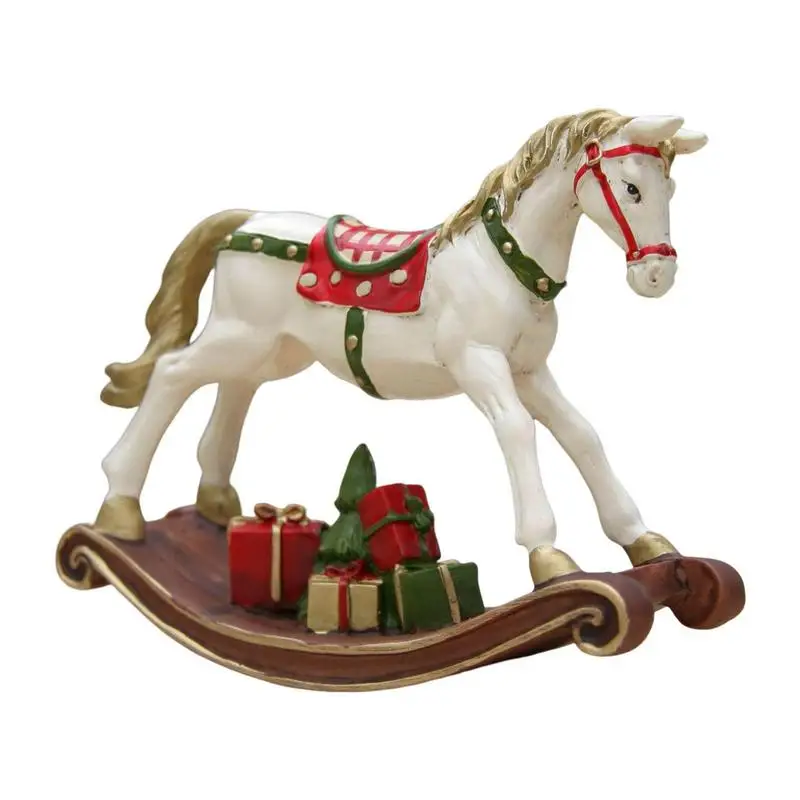 Resin Statue Christmas Rocking Horse Nordics Abstract Ornaments For Figurines Interior Sculpture Room Home Decor