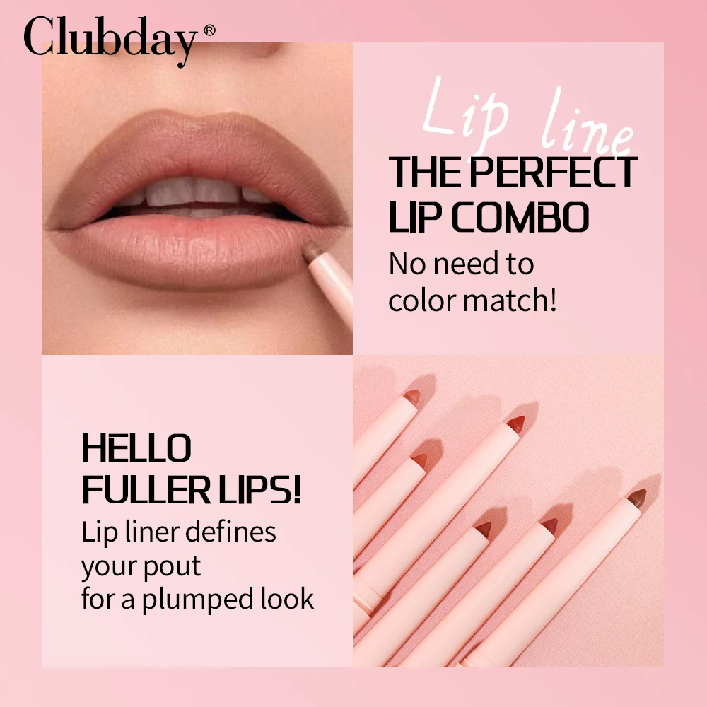 Clubday Nieuwe Lipliner 8 Kleuren 2Ml Duurzame Lippenstift Pen Matte Natuurlijke Cosmetica Make-Up Dames Dagelijks Draagbaar