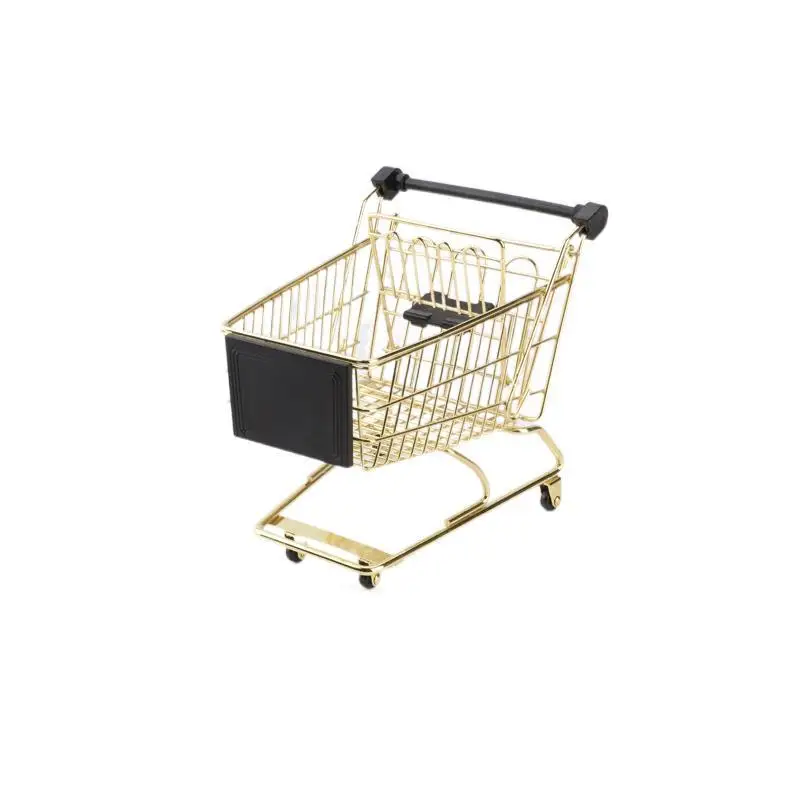 Mini Shopping Cart Trolley Home Office Sundries Storage Ornaments Model Children's Toy Dollhouse Miniature