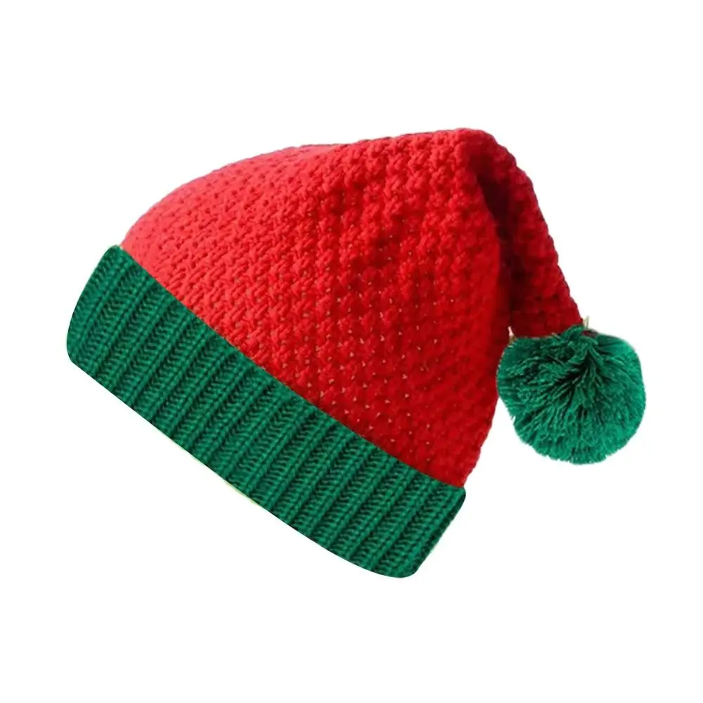 Winter Knitted Christmas Hat Soft New Year Party Xmas Decor Pom Pom Ball Wool New Year Decorations for Women Men