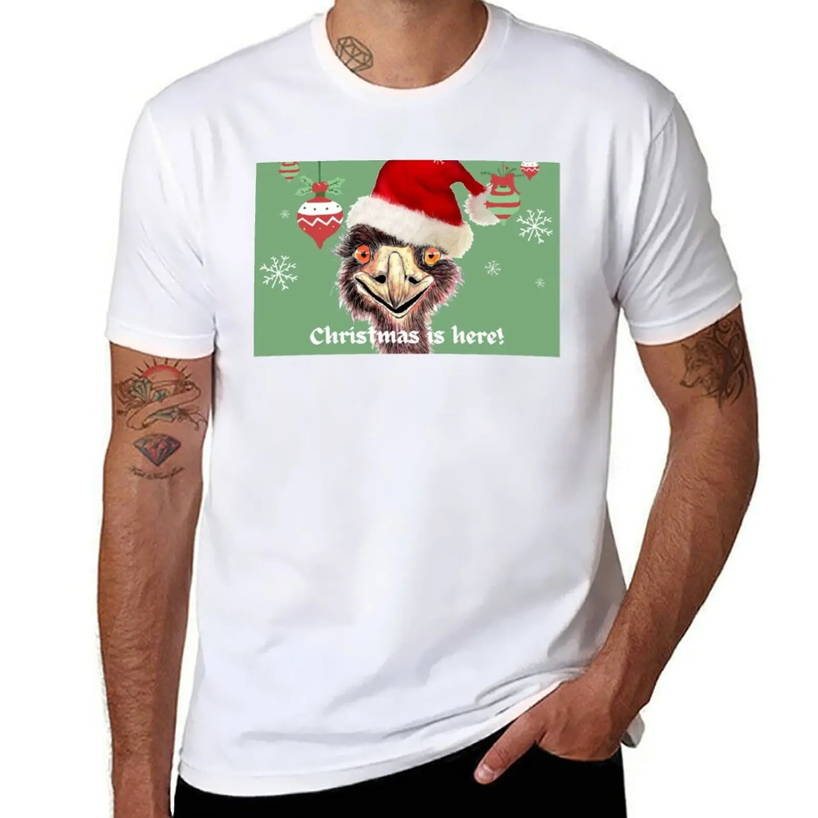 

christmas is here yah T-Shirt t shirts for man graphic funny t shirt man cotton T-Shirt