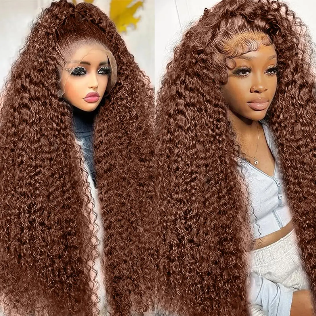 

450 Density Chocolate Brown 13x6 HD Lace Frontal Human Hair Wigs For Women Water Wave Glueless Wigs Human Hair 360 Full Lace Wig