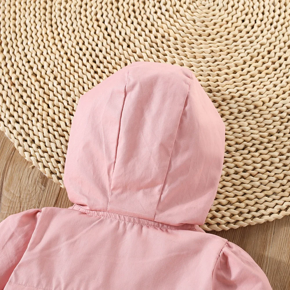 Baby Girl Jacket Autumn Long Sleeve Cotton Windbreak 0-3 Years Old Hooded Jacket For Baby Girl