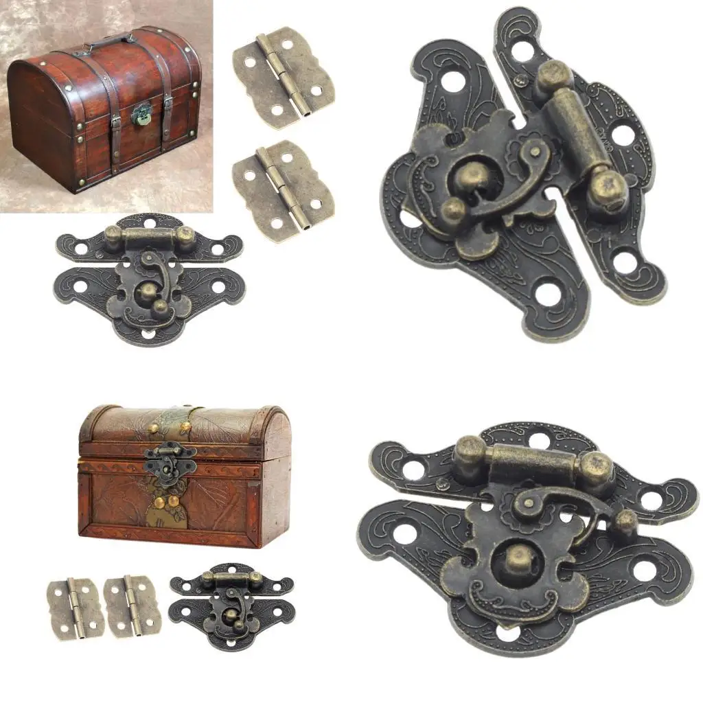 

652F Ornate Butterfly Hinges Decorative Iron Latches For Vintage Door Boxes