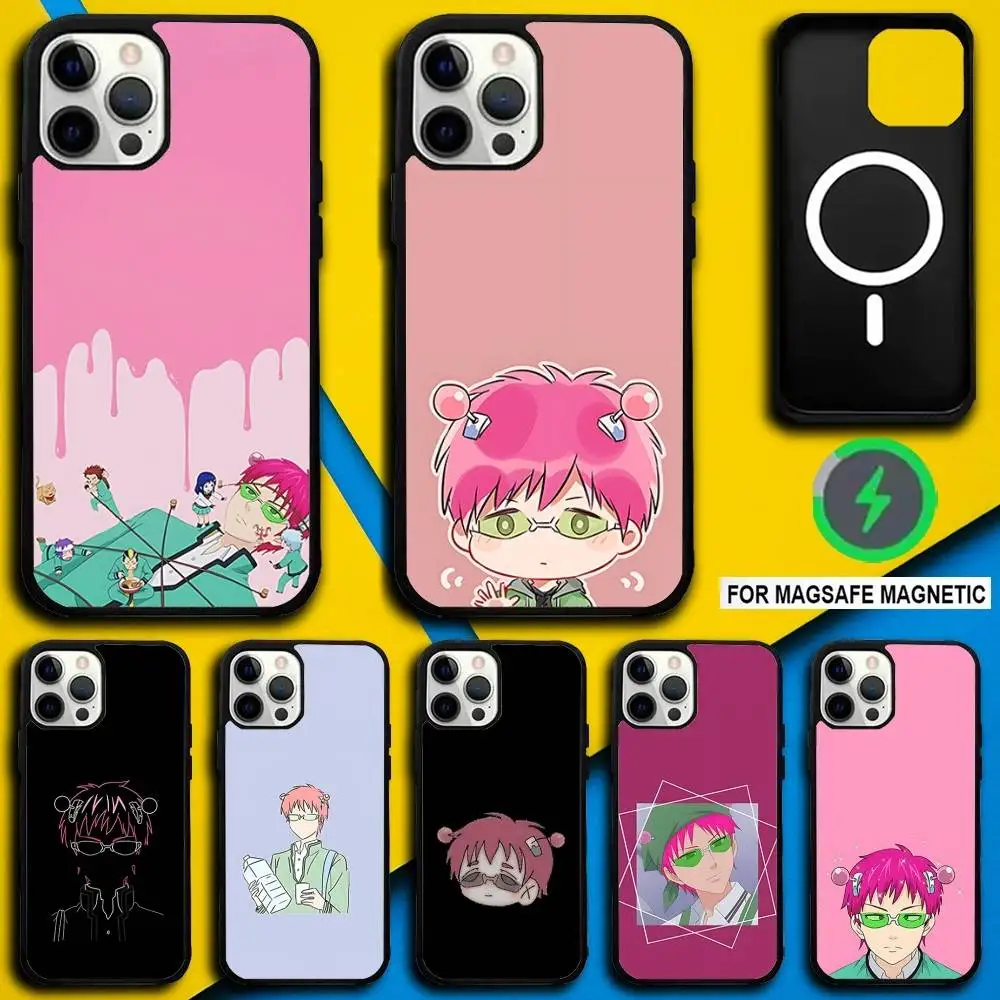 

S-Saiki K Anime Phone Case For iPhone 16,15,14,13,12,11,Pro,Max,Plus,Mini,SE4,E Magnetic Magsafe Wireless Charging