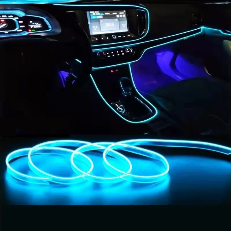 แถบไฟ LED สร้างบรรยากาศรถยนต์3M มีความยืดหยุ่น hiasan interior ขึ้นรูปไฟสำหรับสายโคมไฟ USB