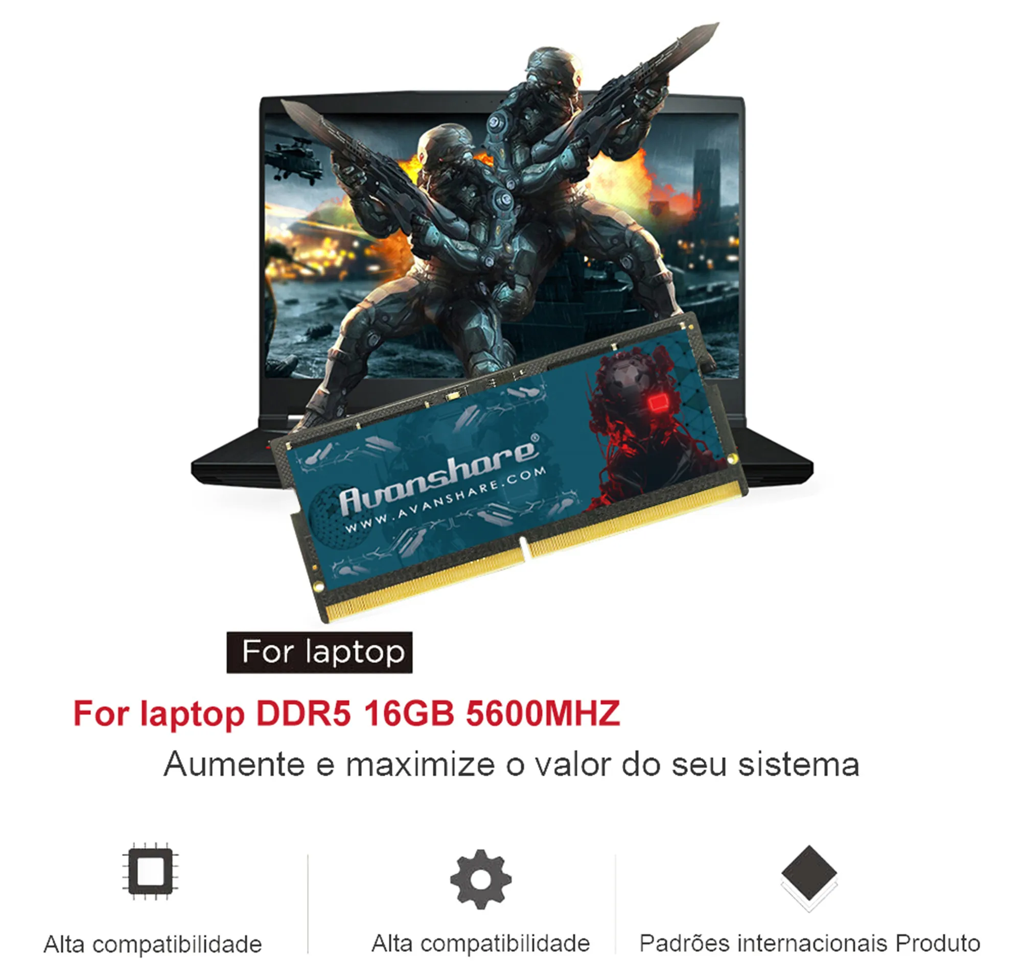 ذاكرة الوصول العشوائي للكمبيوتر المحمول Avanshare DDR5 8GB 16GB 32GB 5600MHz تدعم اللوحات الأم Intel AMD DDR5