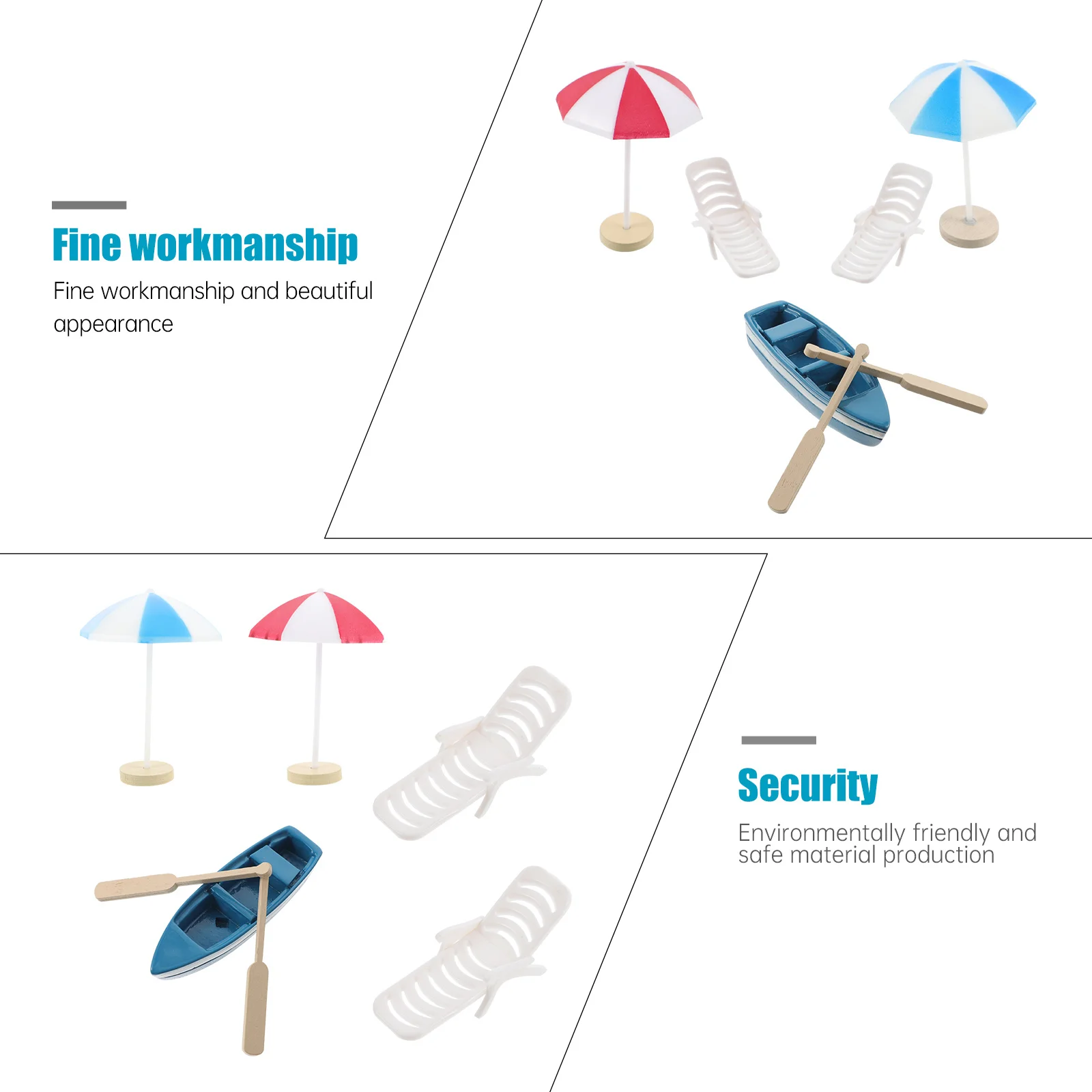 1 Juego de decoración en miniatura de estilo playero, Mini decoración resistente y ecológica para el hogar, jardín de hadas, adorno delicado creativo