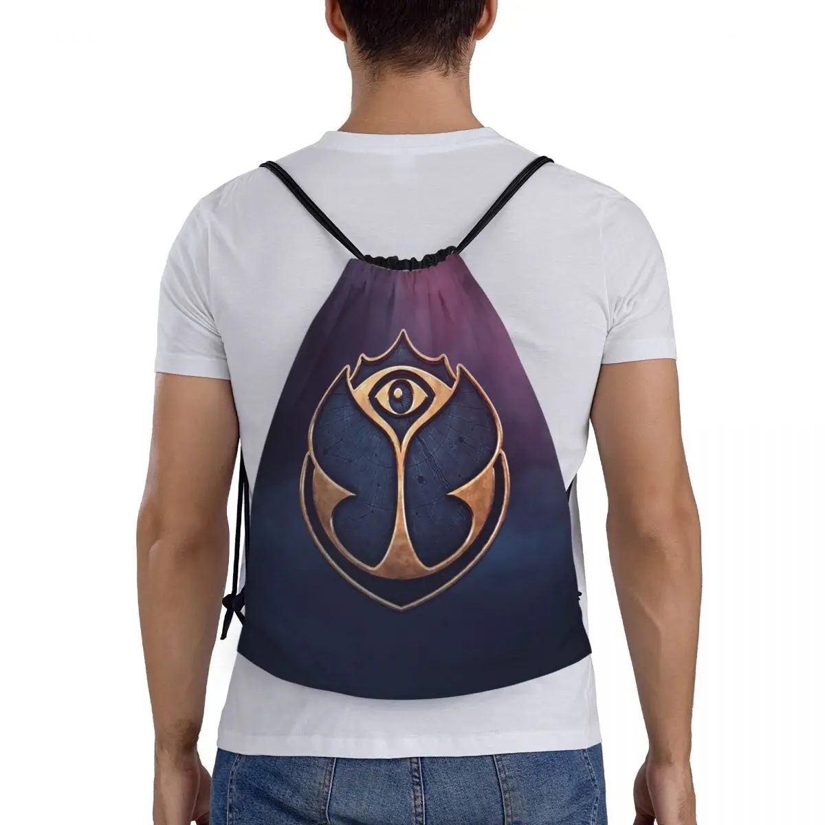 Custom Tomorrowland Electronic Drawstring Bag Men Women Lightweight Sports Gym Storage Backpack