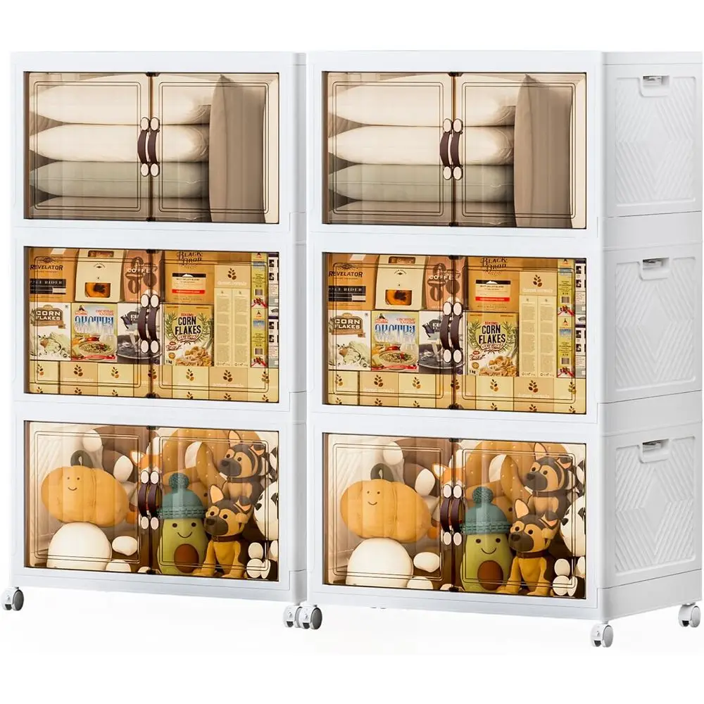 

Белые штабелируемые ящики для хранения из 6 предметов с крышками, колесами для дома, емкостью 800 кв.