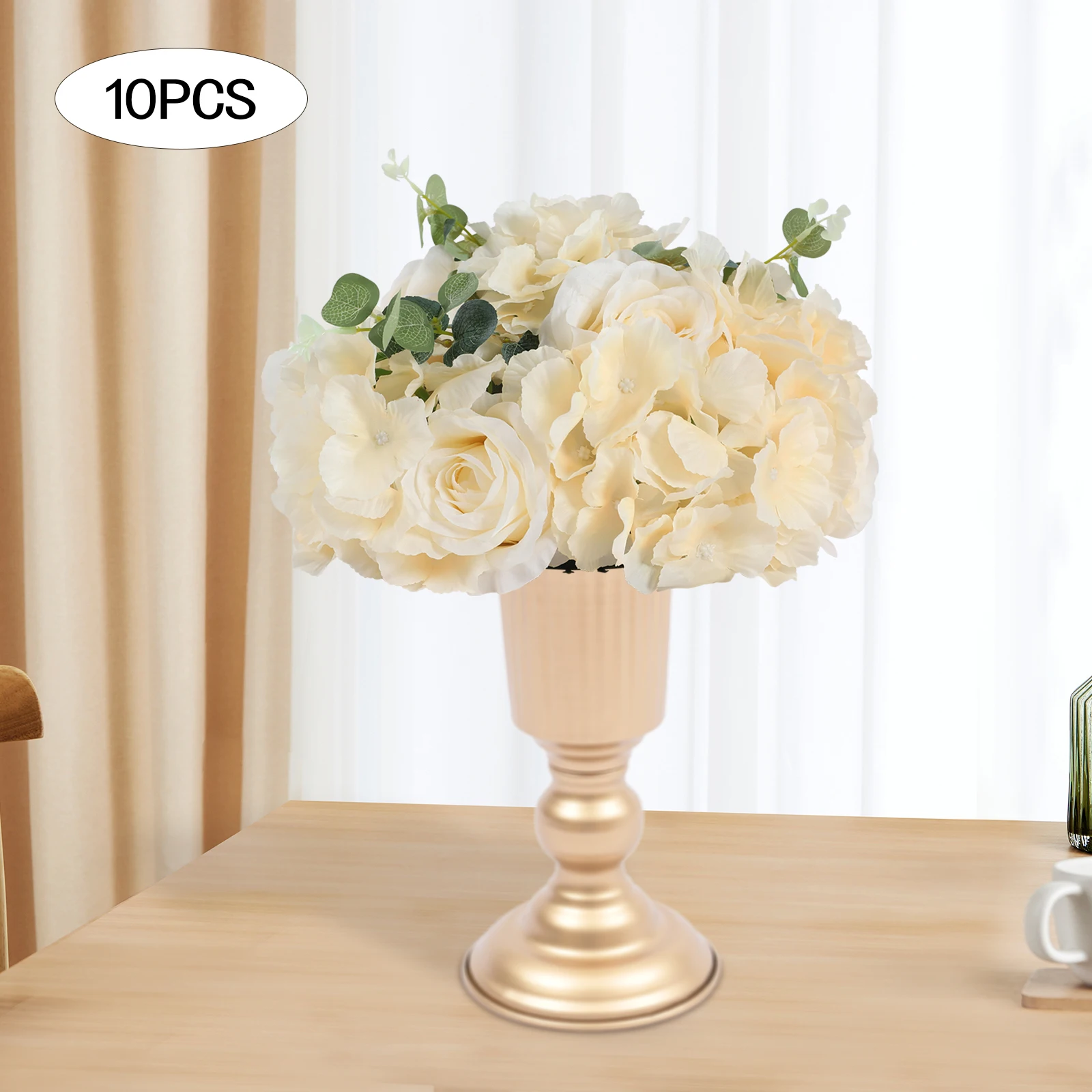 Flower Ball Arrangement Bouquet - 10 Pcs Fake Flowers Roses for Centerpieces Tables - Artificial Rose Arrangements for Wedding