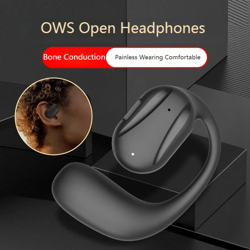 

Bluetooth 5.2 Single Ear Earphone Bone Conduction Ear-hook Sports Hifi Stereo Headphones Noise Cancellation Business Earbuds
