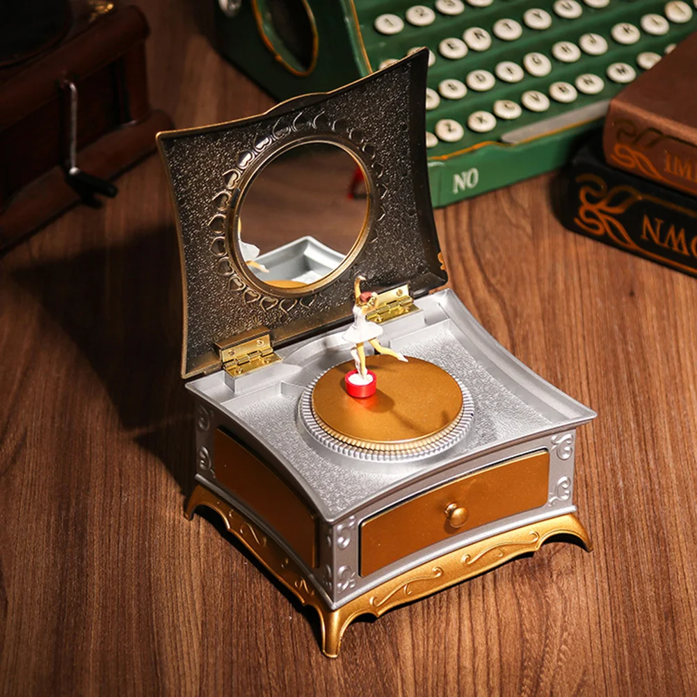 

Mini Rotary Music Box Dancing Girl Jewelry Organizer Home Decoration Romantic Gift for Women Girls