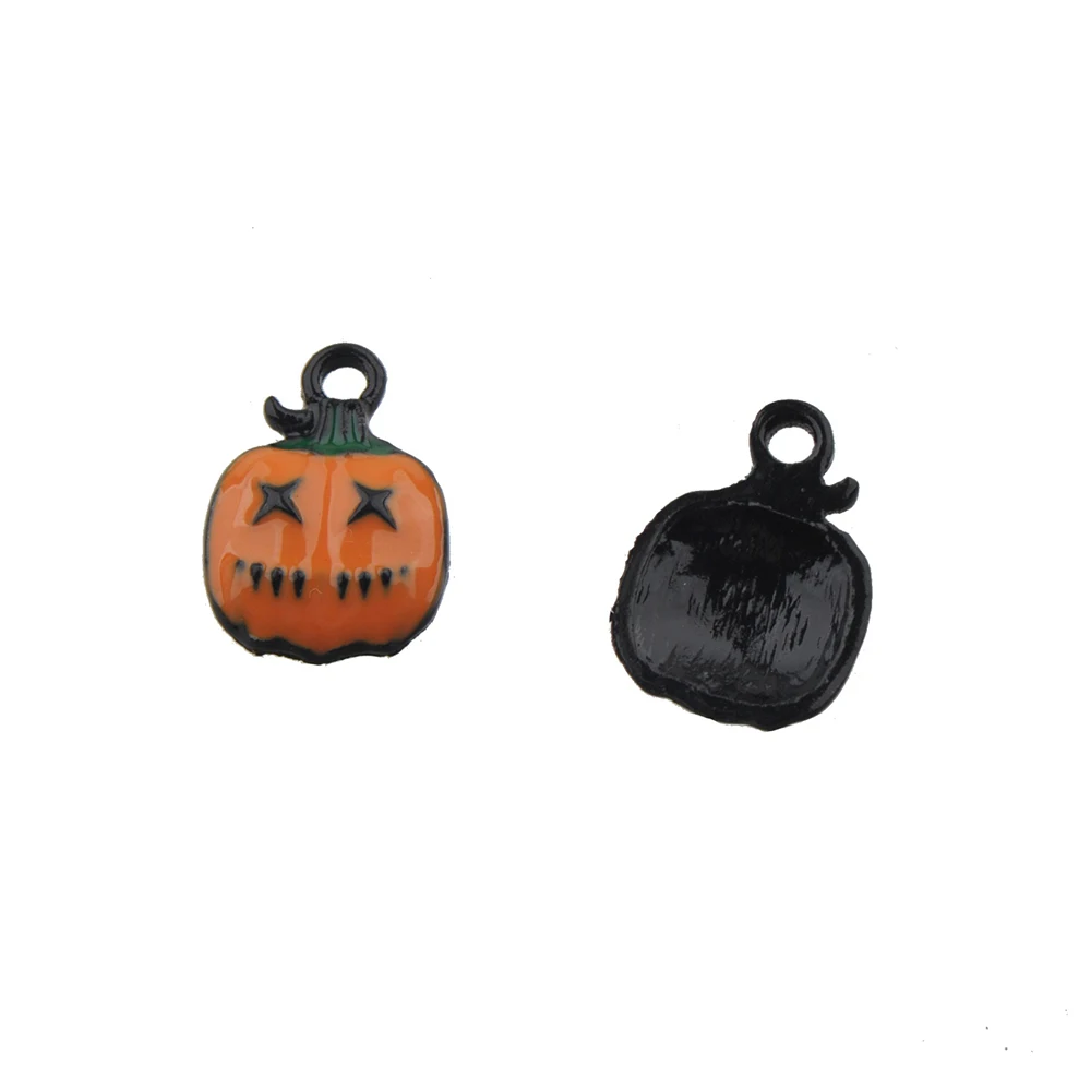 10pcs/lot Bracelets Charms Keychain Hanging Made Pumpkin Lamp Alloy Epoxy Hallowmas DIY Jewellery Fittings Crafts Parts Supplies