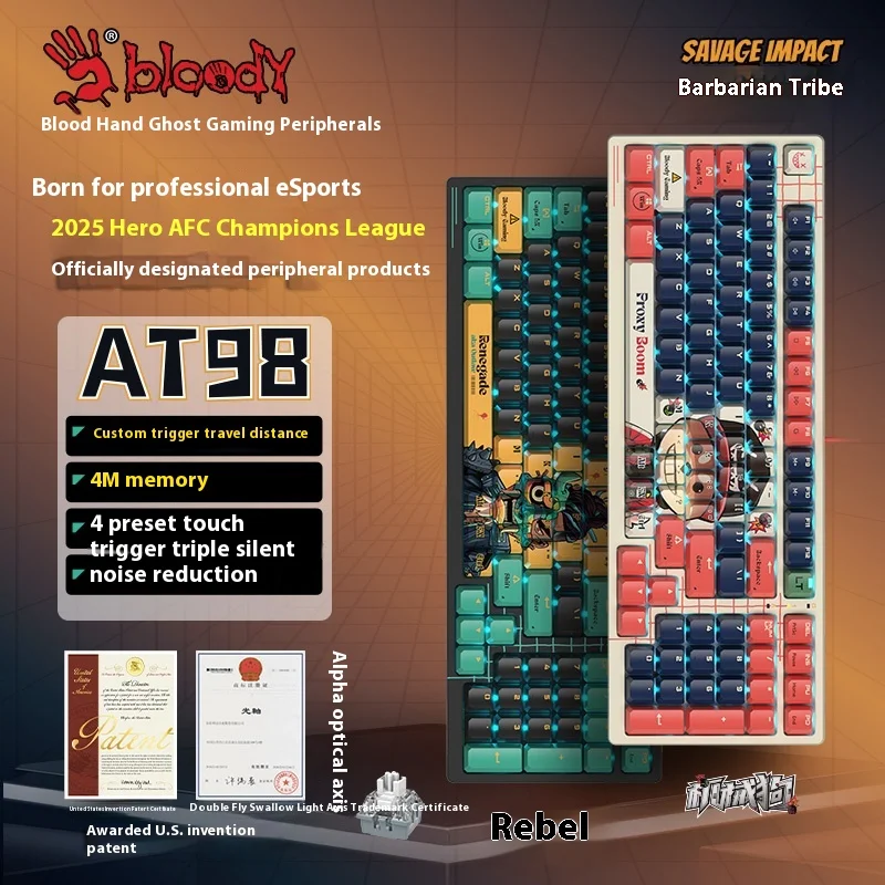 

Механическая клавиатура A4tech Savage Tribe At98/At87/At68, киберспортивная игра, специальная оптическая ось с переменной скоростью, бесшумный подарок-сюрприз