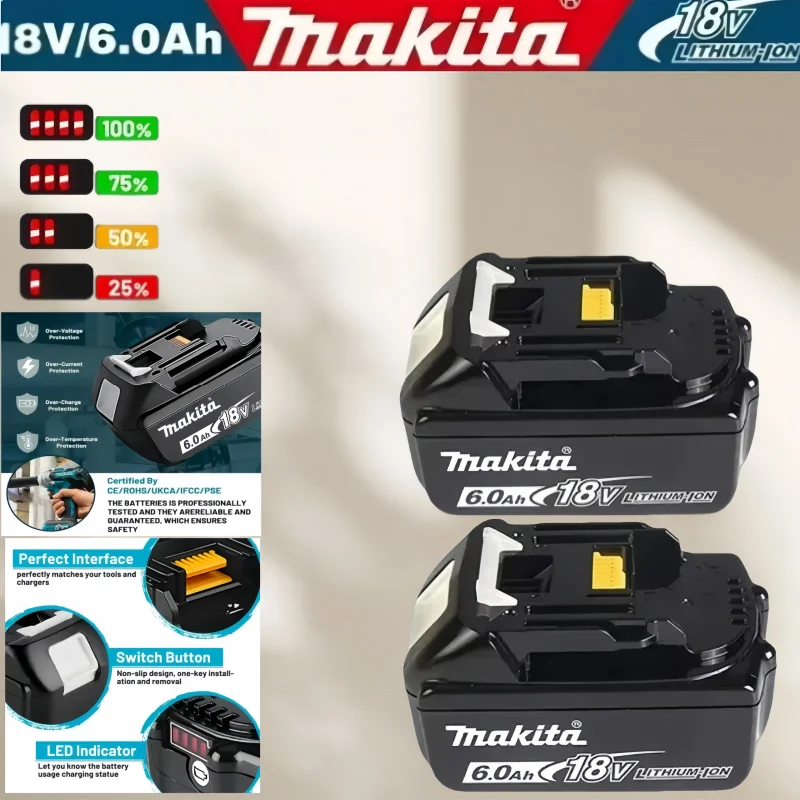 

NEW Makita 18V 6Ah Battery.For BL1860 BL1850B BL1850 BL1840 BL1830 Screwdriver Battery Charger Replacement Power Tool Batteries.