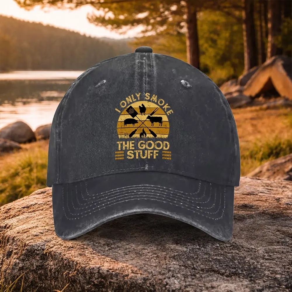 Unisex Duckbill Baseball Cap with BBQ Grill Print - Washed Suitable for Golf, Casual Wear & Outdoor Activities, Lightweight Mach