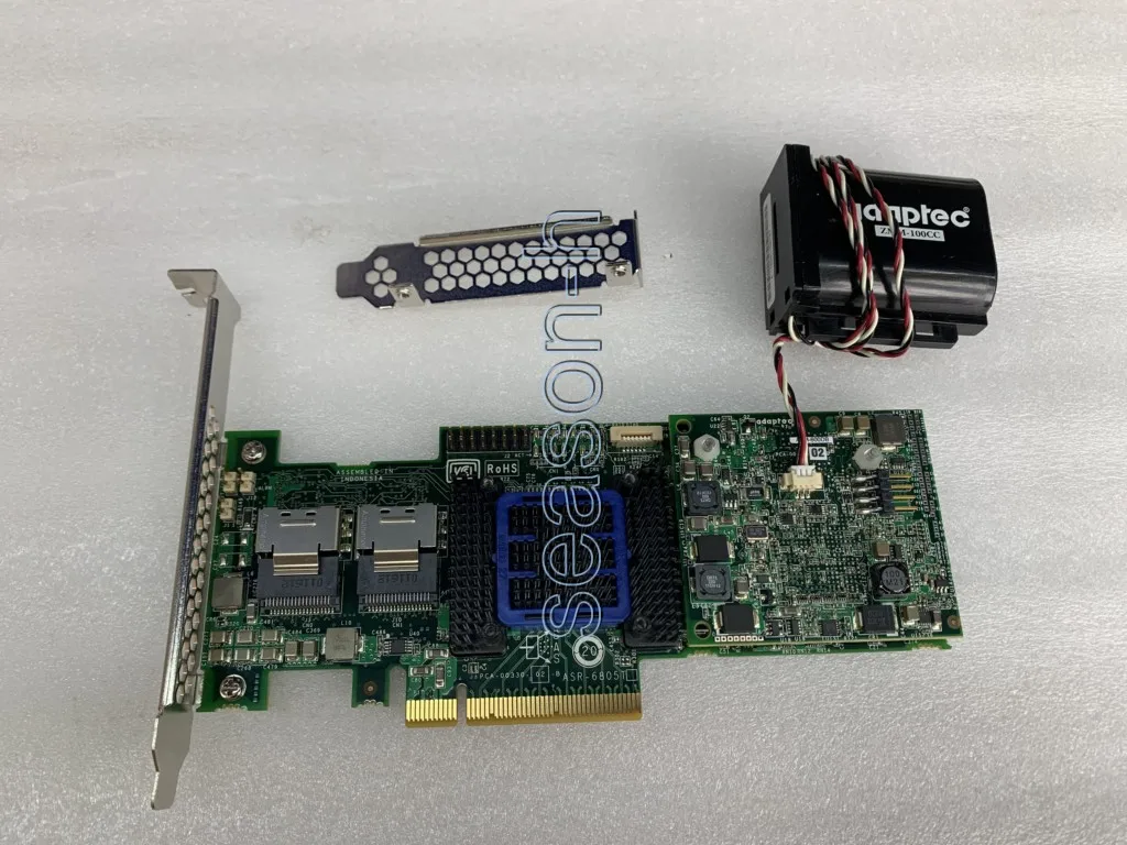 adaptec 6805t 8 ports PCIE 2 x8  512m Cache +cables/bbu