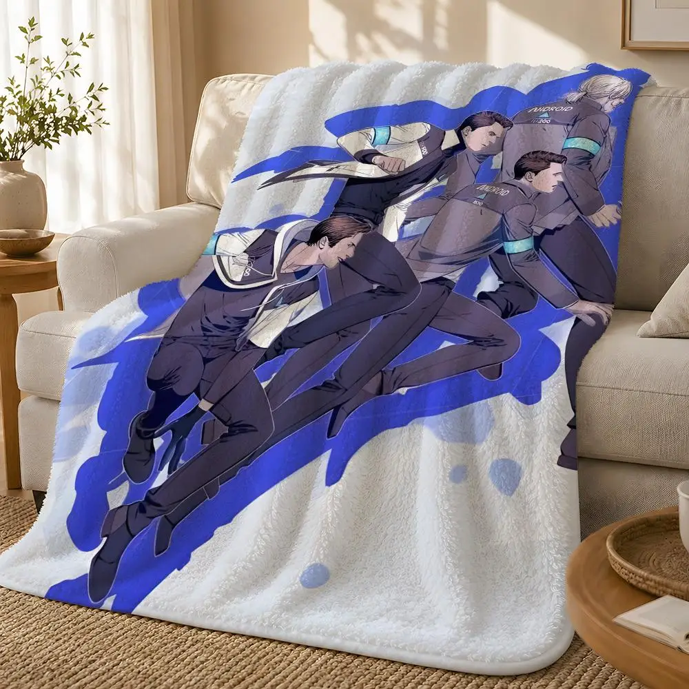 DetroitBecome Human Throw 1pc Flannel Blanket Soft Lightweight Warm Cozy For Bedroom Sofa Bed