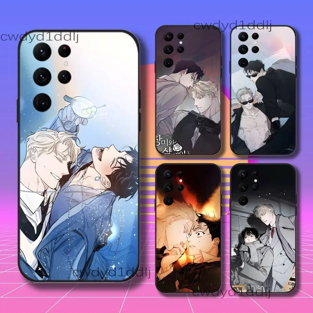 

R-Roses And Champagne Phone Case For Samsung S10,S21,FE,S21 ,S26,S25,S24,S23,Ultra,S9,S22,Plus Black Shell Cover