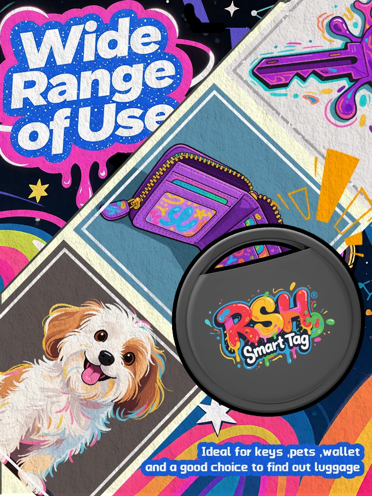 RSH 1/ 4pcs Security GPS Tracker Fashion Painting Android Locator for Samsung Moto Smart Tag Gift work with Google's Find Hub