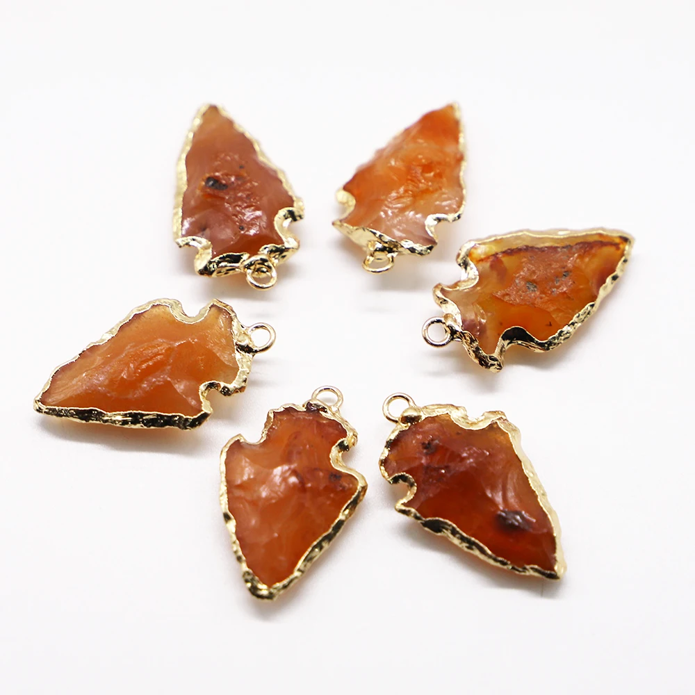 

Hot Men Women Natural Raw Ore Gems Onyx Agate Reiki Crystal Stone Pendants Charms Necklace Arrow Head Healing 6pcs Wholesale