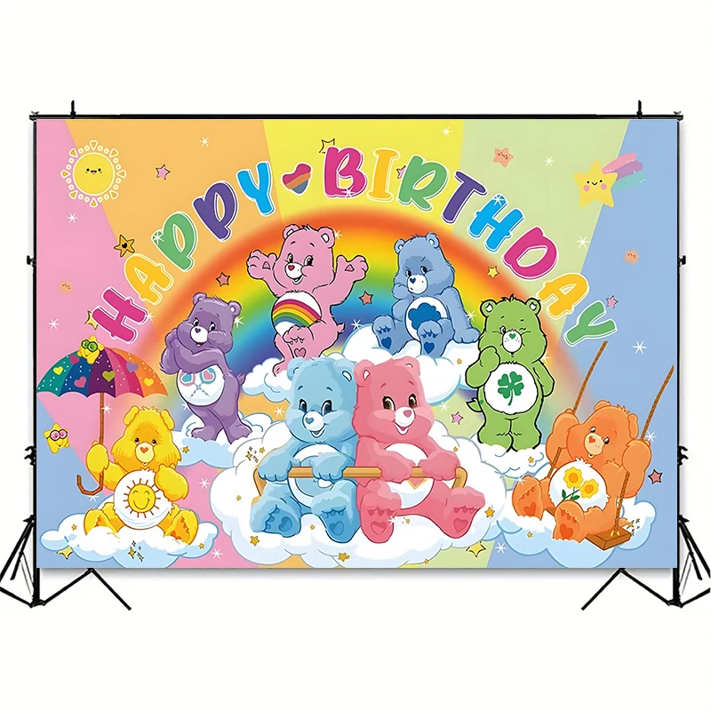 Care Bears Party Decoration Backdrop Kids Birthday Party Supplies Photography Background Baby Shower Banner Photo Booth Props