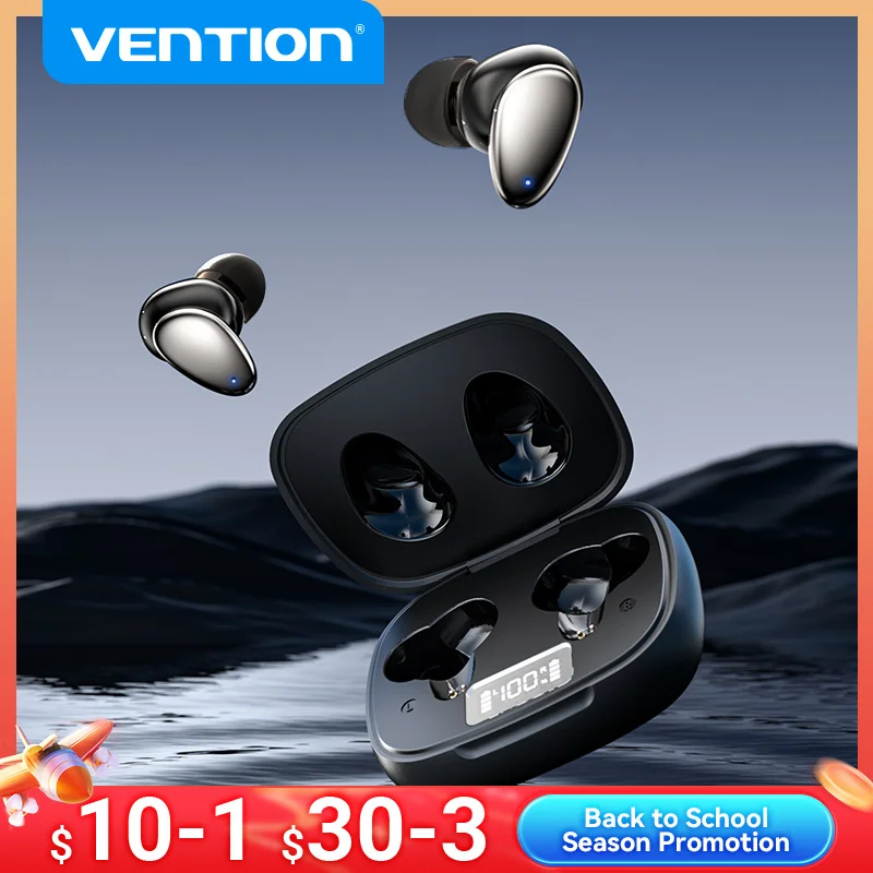 

Vention Tiny T13 ANC Wireless TWS Bluetooth 5.3 Earphones Headset Active Noise Cancellation in-Ear Mics with LED Digital Display