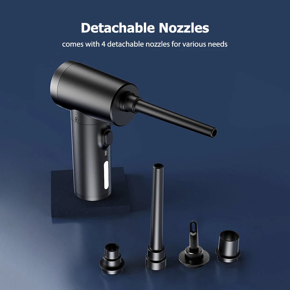 Multifuncional sem fio elétrico Air Duster e bomba, 2 em 1 sopro de poeira com LED, poderoso e recarregável, 100W, inflável