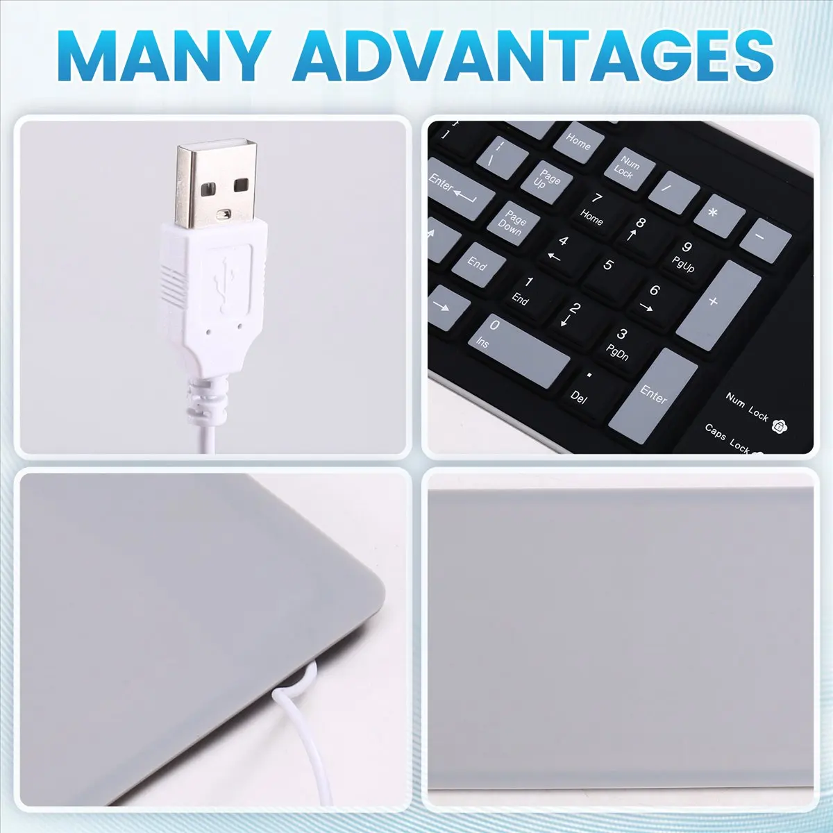 A46U Portable Silent Foldable Silicone Keyboard Usb Flexible Soft Waterproof Roll Up Keyboard for Pc Laptop
