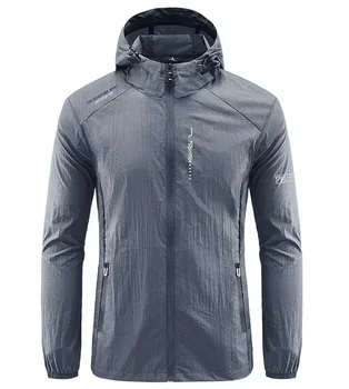 Men's UPF 50+ UV Protection Windbreaker Quick Dry Jacket Outdoor Sun-Protective Thin Hiking Fishing Cycling Hooded Sport Light 3