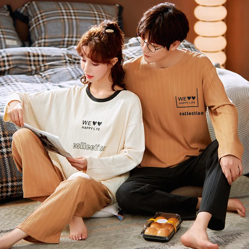 

Soft Cotton Pajamas Cartoon Couple Home Clothes Sleepwear Long Sleeve Pants New Spring Pijamas Suit Casual Plus Size Loungewear