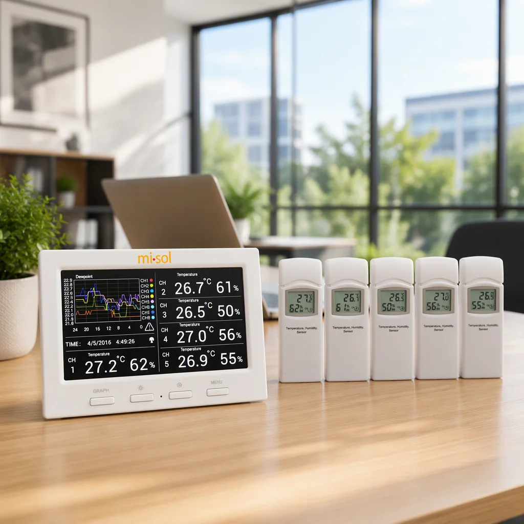 Misol WS-HP3001-8MZ Wireless Weather Station, 5 Sensors, 5 Channels, Color Screen, Data Logger, PC Connect
