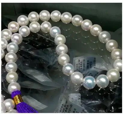 

free shipping wholesale Price AAA 10-11 MM ROUND SOUTH SEA GENUINE WHITE PEARL NECKLACE 18 inch 14 k gold