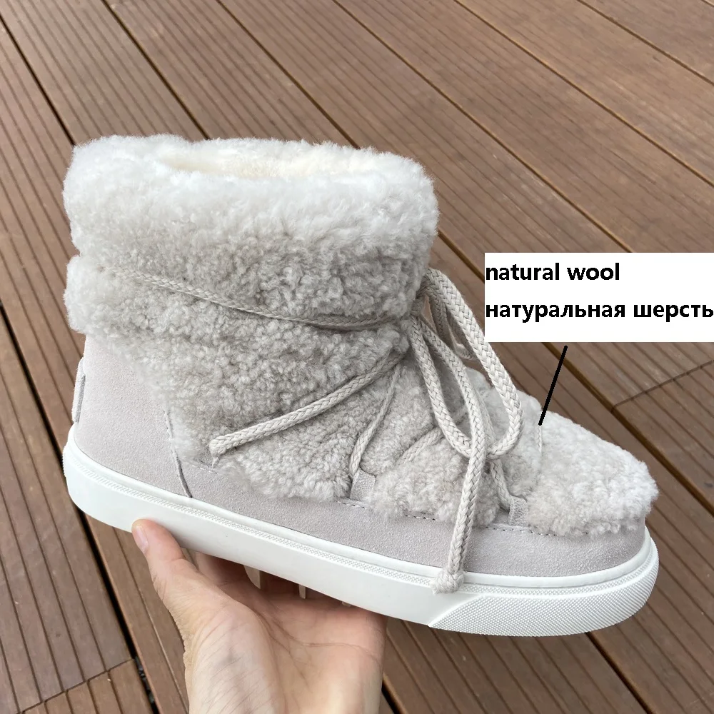 Nuove donne di moda stivali da neve in lana scarpe basse invernali stivaletti caldi signore signore slip on scarpe casual tacchi bassi rosa taglie