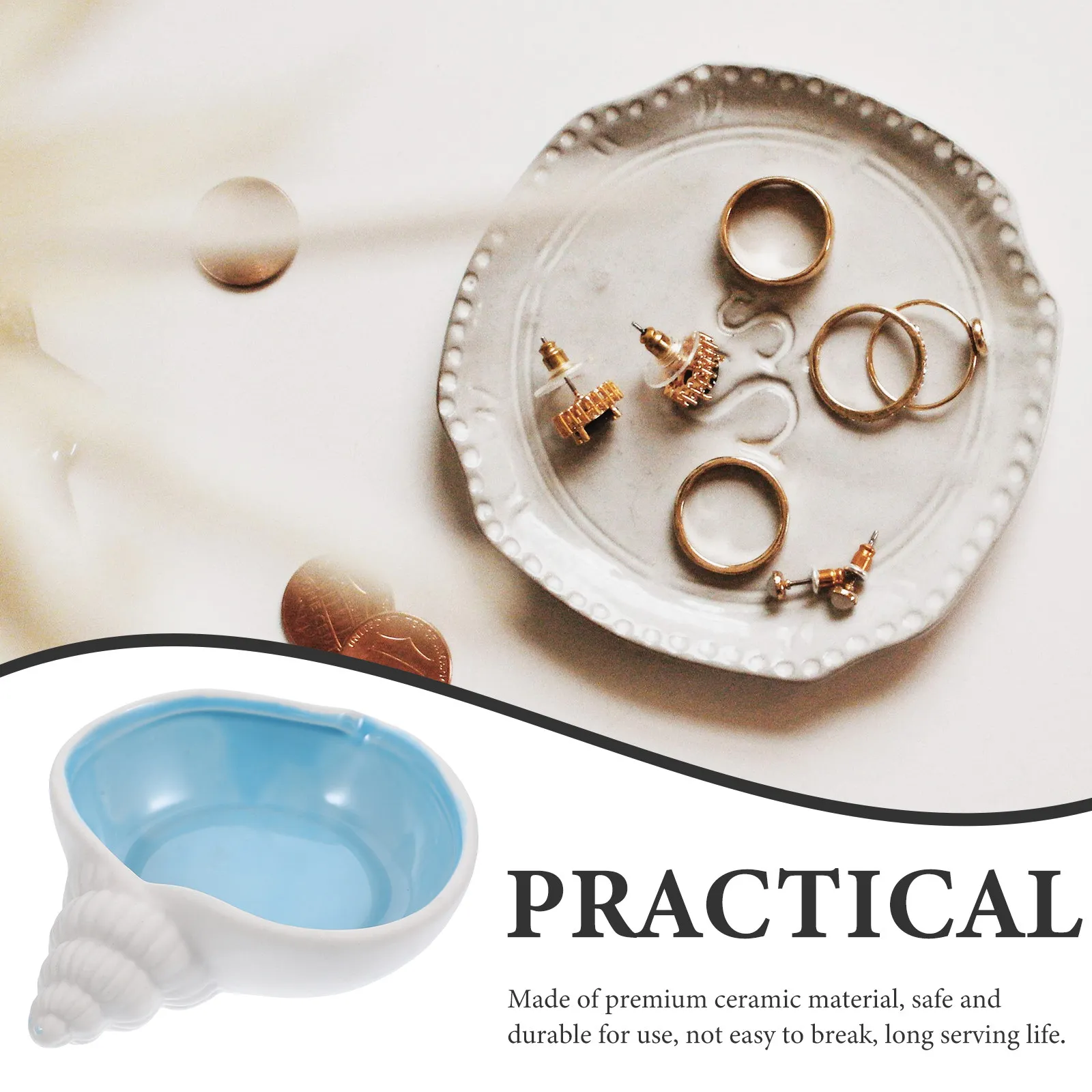 

Декоративная керамическая чаша-ракушка: изысканная тарелка для украшений, поднос для прикроватной тумбочки, прихожей, полки, домашнего декора, аксессуар для праздничного стола