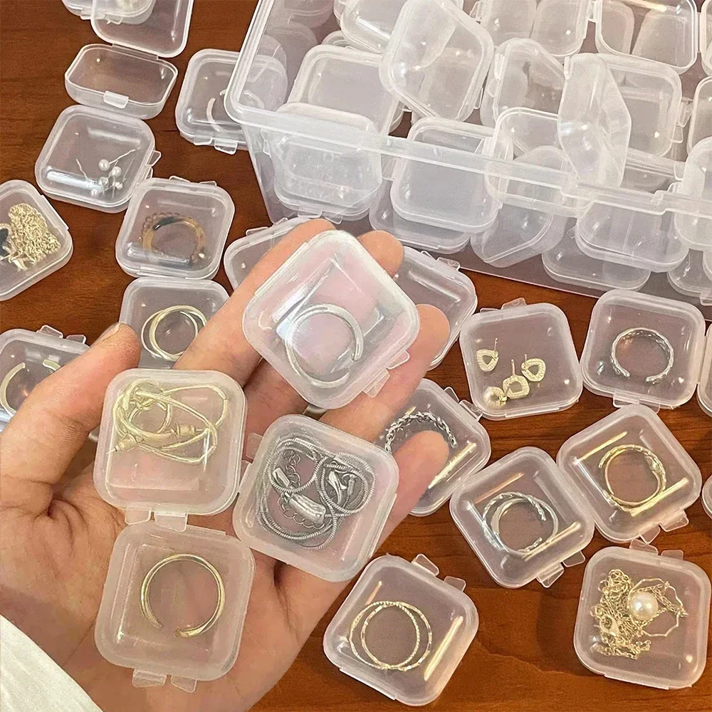 

20pcs Mini Clear Plastic Storage Box Jewelry Storage Case Transparent Storage Organizer Multifunctional Portable Jewelry Box